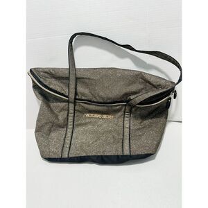 Victoria's Secret Women's Weekender‎ Metallic Glitter Tote Bag Gold Black